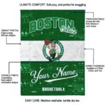 customized boston celtics grunge texture green white blanket best selling