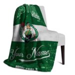 customized boston celtics grunge texture green white blanket best selling