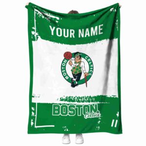 customized boston celtics paint strokes green white blanket best selling