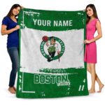customized boston celtics paint strokes green white blanket best selling