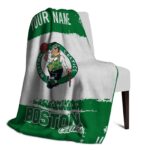 customized boston celtics paint strokes green white blanket best selling