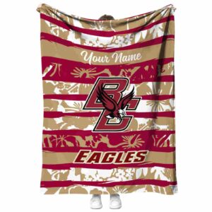 customized boston college eagles floral stripes maroon white blanket best selling