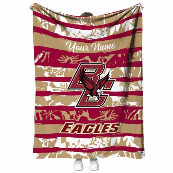 customized boston college eagles floral stripes maroon white blanket best selling