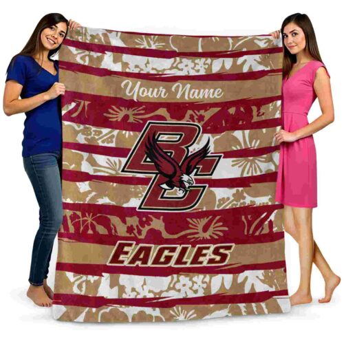 customized boston college eagles floral stripes maroon white blanket fashion forward