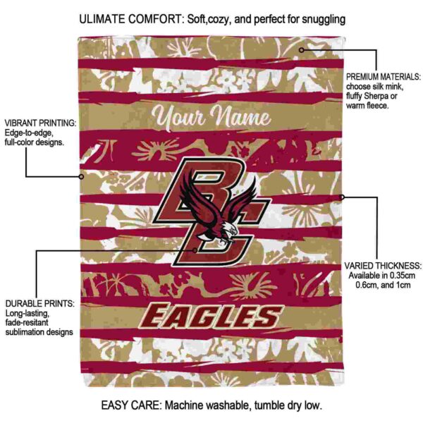 customized boston college eagles floral stripes maroon white blanket new arrival
