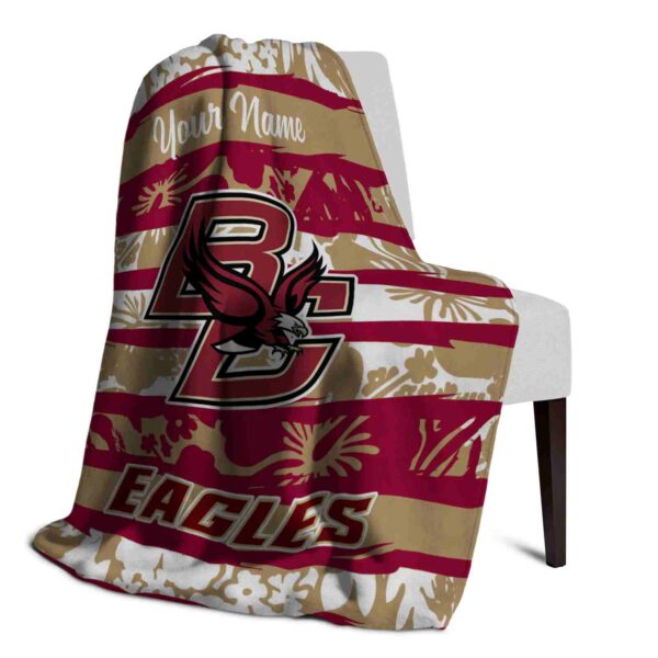 customized boston college eagles floral stripes maroon white blanket top rated