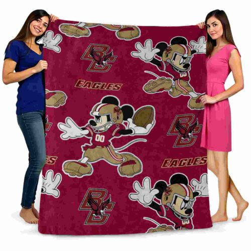 customized boston college eagles mickey maroon blanket fashion forward