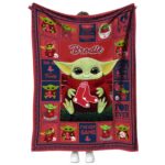 customized boston red sox baby yoda red blanket best selling