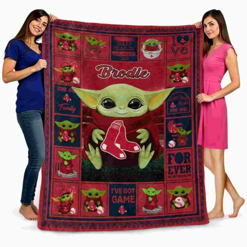 customized boston red sox baby yoda red blanket fashion forward