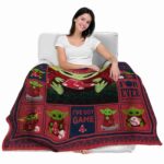 customized boston red sox baby yoda red blanket best selling