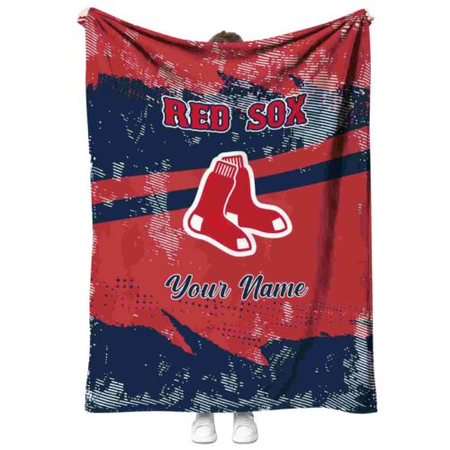 customized boston red sox grunge streaks red blanket best selling