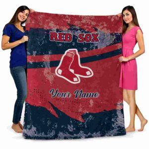 customized boston red sox grunge streaks red blanket fashion forward