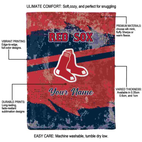 customized boston red sox grunge streaks red blanket new arrival