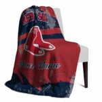 customized boston red sox grunge streaks red blanket top rated