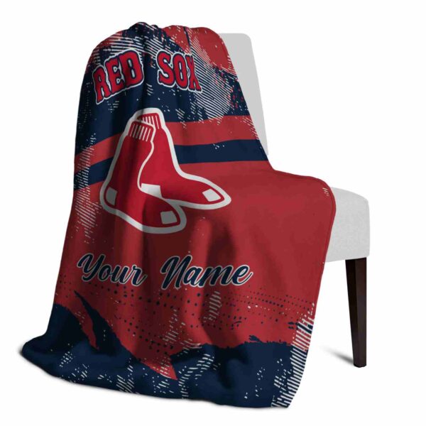 customized boston red sox grunge streaks red blanket top rated