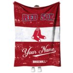customized boston red sox grunge texture red white blanket best selling