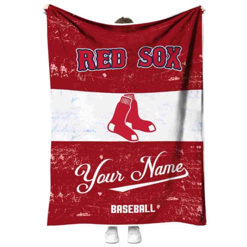 customized boston red sox grunge texture red white blanket best selling
