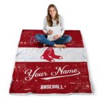 customized boston red sox grunge texture red white blanket high quality
