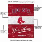 customized boston red sox grunge texture red white blanket new arrival