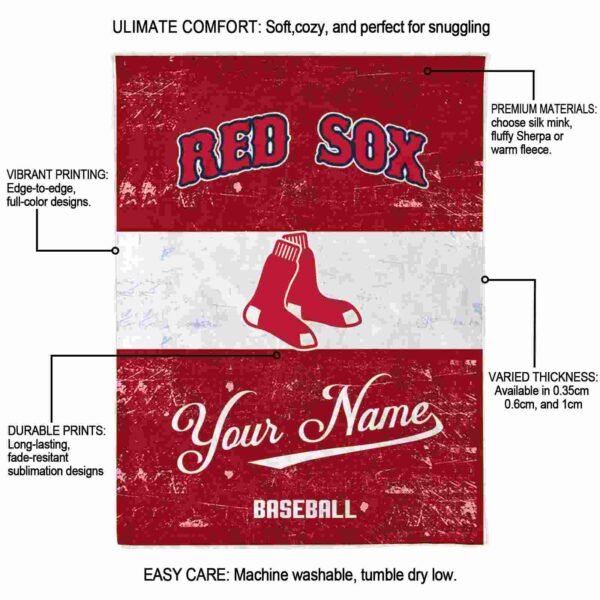 customized boston red sox grunge texture red white blanket new arrival