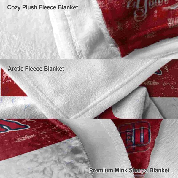 customized boston red sox grunge texture red white blanket premium grade