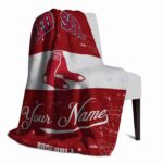 customized boston red sox grunge texture red white blanket top rated