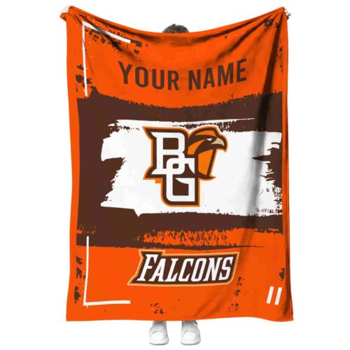 customized bowling green falcons paint strokes orange white blanket best selling