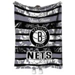 Customized Brooklyn Nets Floral Stripes Black White Blanket 1 customized brooklyn nets floral stripes black white blanket best selling