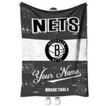 Customized Brooklyn Nets Grunge Texture Black White Blanket 1 customized brooklyn nets grunge texture black white blanket best selling