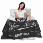 customized brooklyn nets grunge texture black white blanket best selling