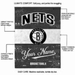 customized brooklyn nets grunge texture black white blanket best selling