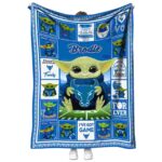 customized buffalo bulls baby yoda royal blue blanket best selling