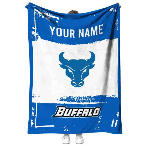 customized buffalo bulls paint strokes royal blue white blanket best selling