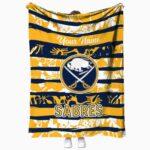 customized buffalo sabres floral stripes navy blue white blanket best selling