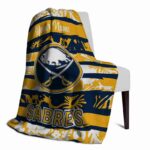customized buffalo sabres floral stripes navy blue white blanket best selling