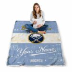customized buffalo sabres grunge texture navy blue white blanket best selling