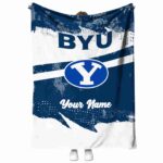 customized byu cougars grunge streaks blue blanket best selling