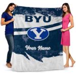 customized byu cougars grunge streaks blue blanket best selling
