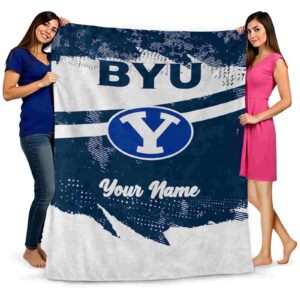 customized byu cougars grunge streaks blue blanket fashion forward