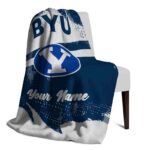 customized byu cougars grunge streaks blue blanket best selling