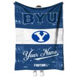 customized byu cougars grunge texture blue white blanket best selling