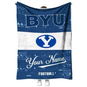 customized byu cougars grunge texture blue white blanket best selling