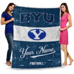 customized byu cougars grunge texture blue white blanket best selling
