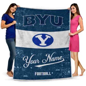 customized byu cougars grunge texture blue white blanket fashion forward