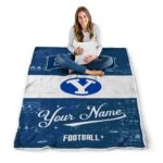 customized byu cougars grunge texture blue white blanket best selling