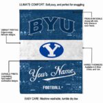 customized byu cougars grunge texture blue white blanket best selling
