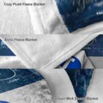 customized byu cougars grunge texture blue white blanket best selling