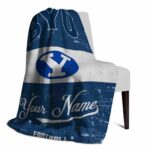 customized byu cougars grunge texture blue white blanket best selling