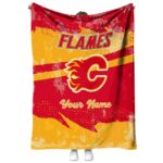 customized calgary flames grunge streaks red blanket best selling