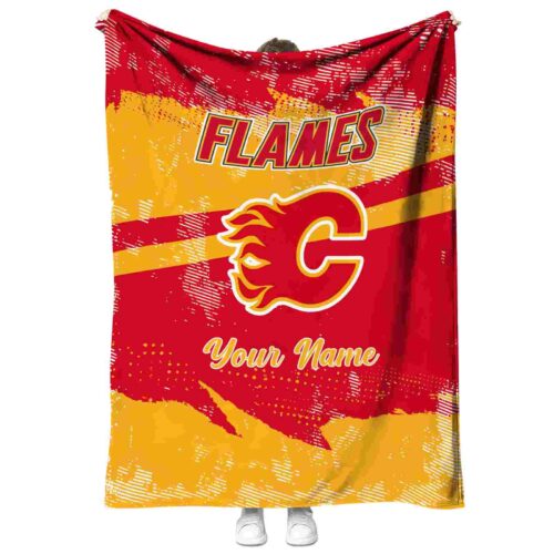 customized calgary flames grunge streaks red blanket best selling